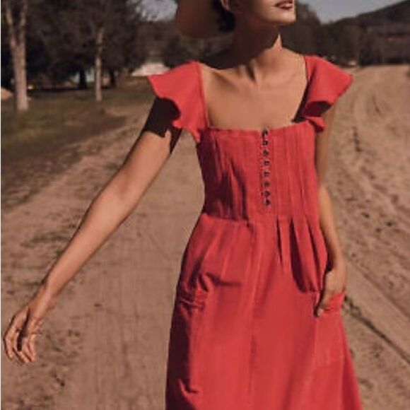 Pilcro Flutter Sleeve Midi Dress Anthropologie Denim Button New XXS 
NWT $160 - Picture 5 of 10